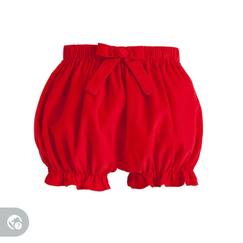 BISBY - Girls Red Corduroy Bow Bloomers, Size 4T
